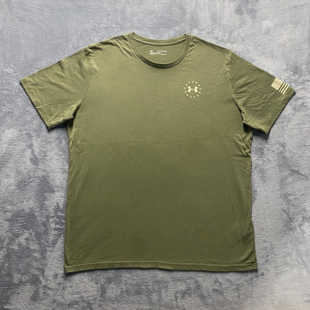 Under Armour T-Shirt Mens XXL Green 2020 Freedom Flag Graphic HeatGear 1333350